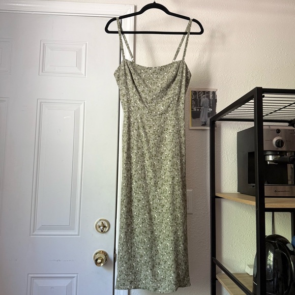 Reformation Sage olive floral ditsy viscose rayon slip sleeveless midi dress - Picture 1 of 6